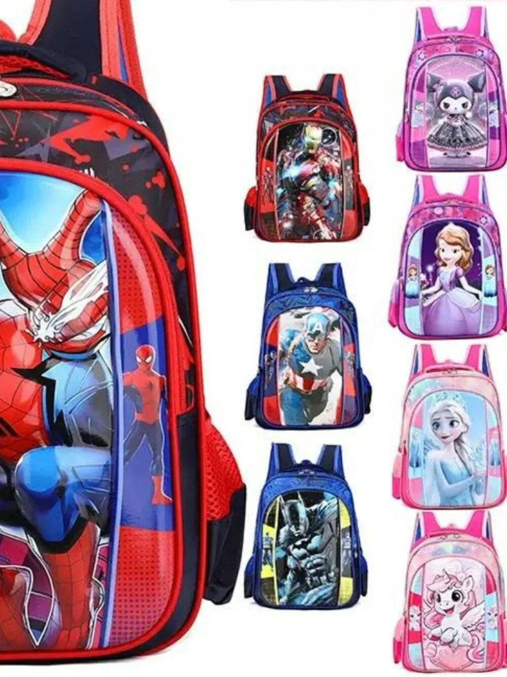 Kids Cartoon Character School Backpack – Spider Hero, Princess & Superhero Desig